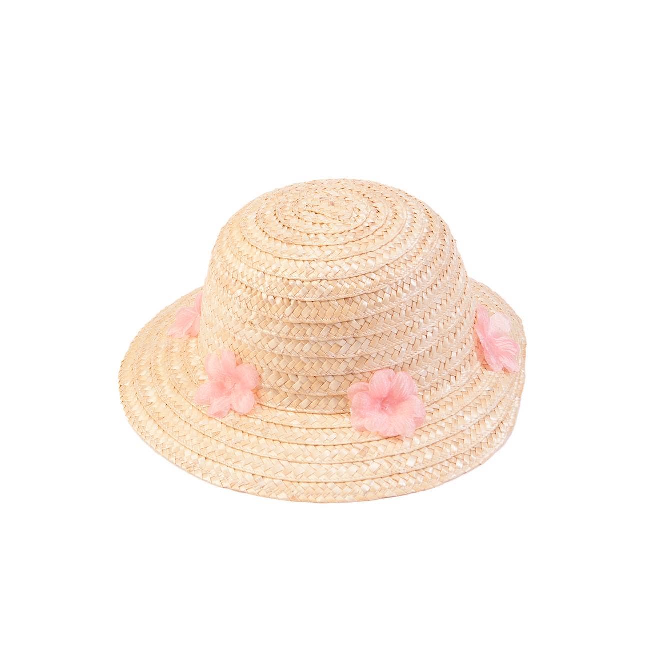 CHAPEAU DE PAILLE FLEURS ROSES